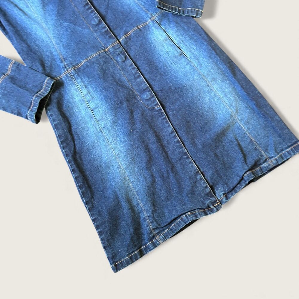 Arden B Denim Dress Jacket Women’s XS Longline Button Front 2000s Y2K Jean Dress - Picture 4 of 9